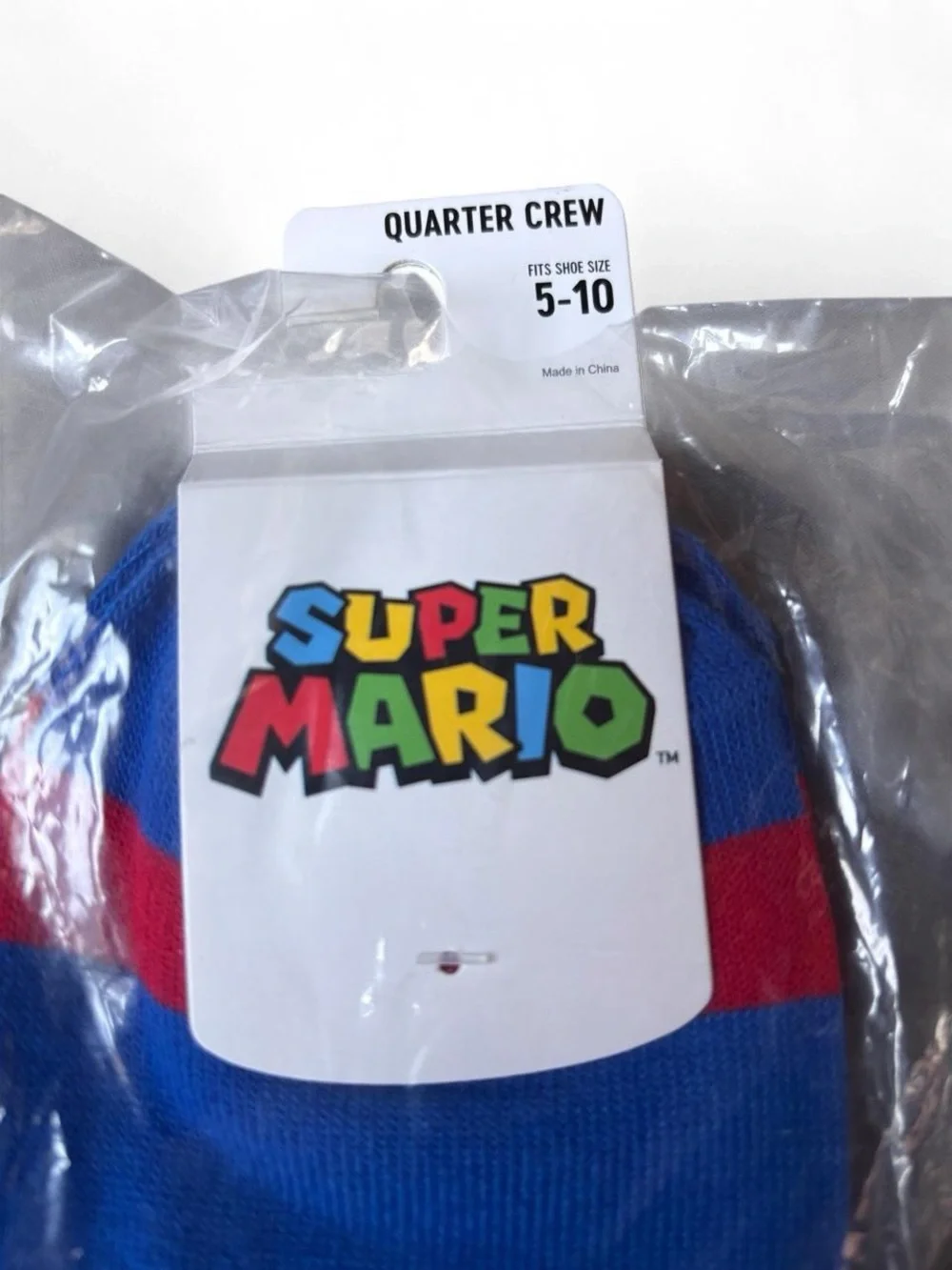 Nintendo Blue Toad Crew Socks with Red & White Stripes